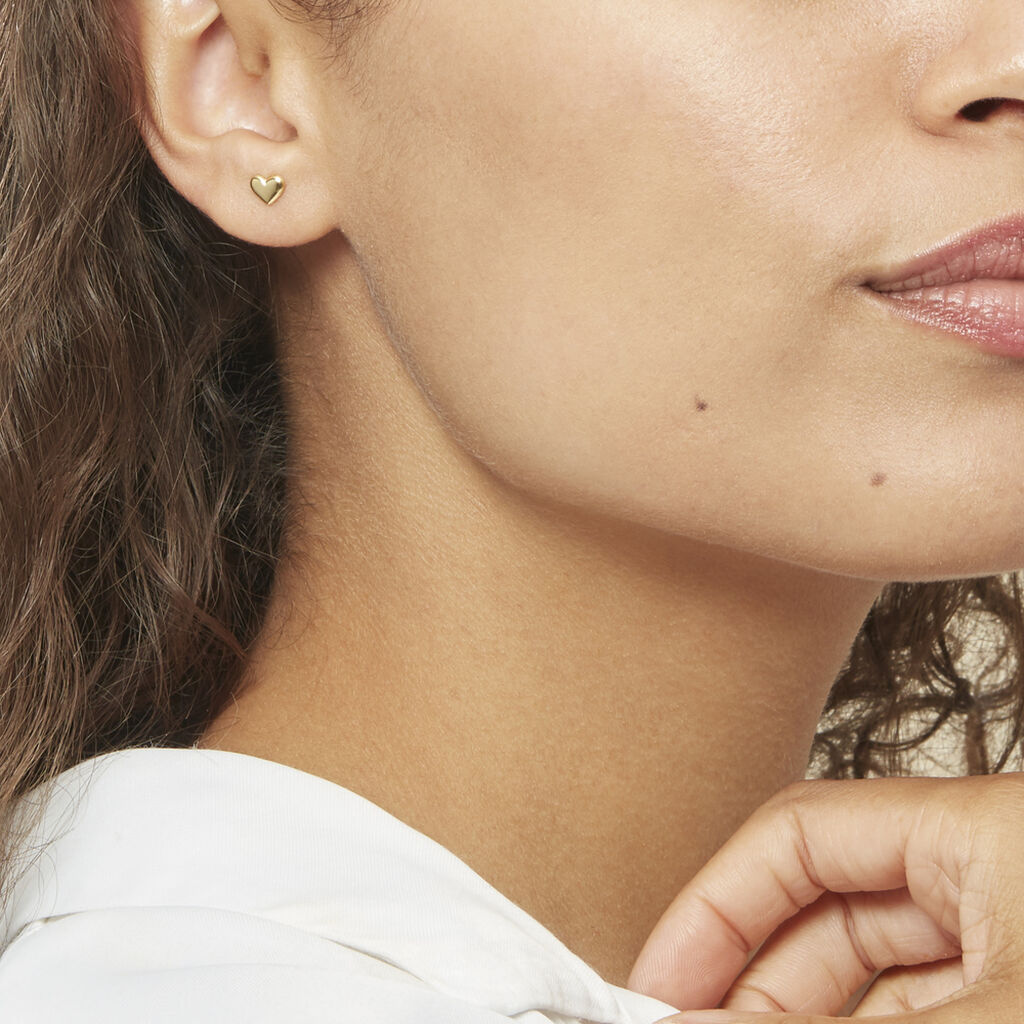 Boucles D'oreilles Puces Aricia Coeur Or Jaune - Clous d'oreilles Enfant | Histoire d’Or