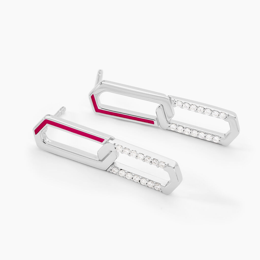 Boucles D'oreilles Pendantes Infini Pop Argent Blanc Oxyde Zirconium - Boucles d'oreilles fantaisie Femme | Histoire d&rsquo;Or