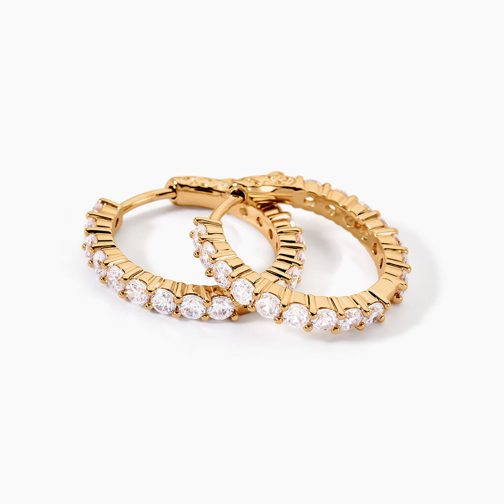 Cr&eacute;oles Zoelia Plaqu&eacute; Or Jaune Oxyde De Zirconium - Boucles d'oreilles cr&eacute;oles Femme | Histoire d&rsquo;Or