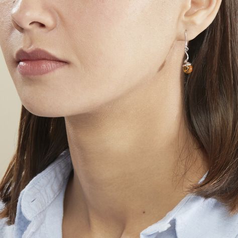 Boucles D'oreilles Pendantes Mariangeae Argent Blanc Ambre - Boucles d'oreilles fantaisie Femme | Histoire d’Or