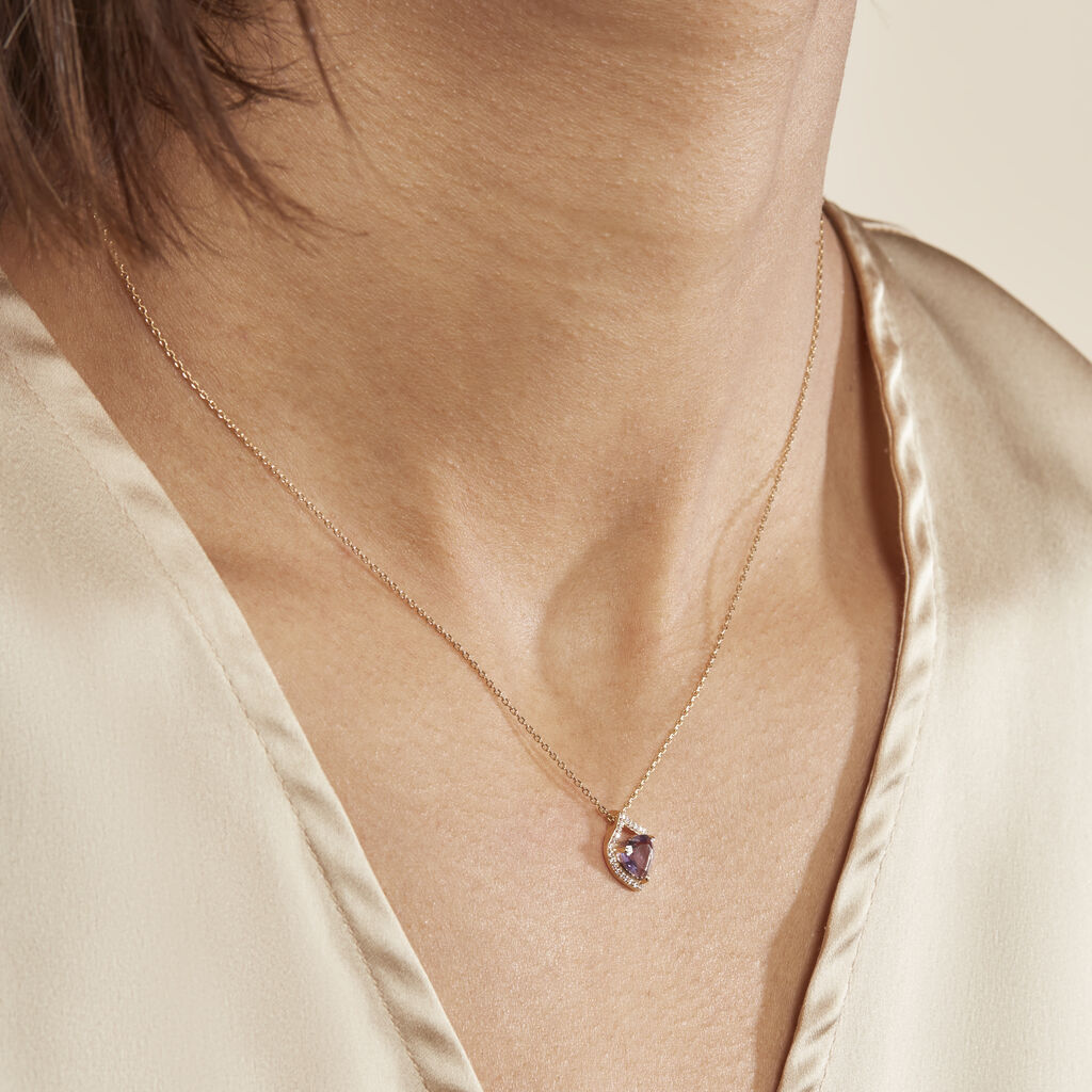 Collier Rosaline Or Jaune Amethyste Et Oxyde De Zirconium - Colliers Femme | Histoire d’Or
