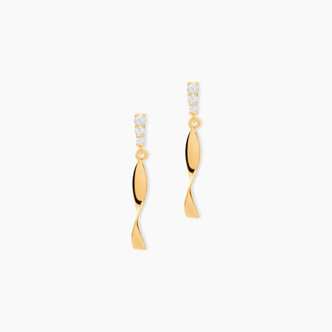 Boucles D'oreilles Pendantes Kristina Or Jaune Oxyde De Zirconium - Boucles d'oreilles pendantes Femme | Histoire d&rsquo;Or