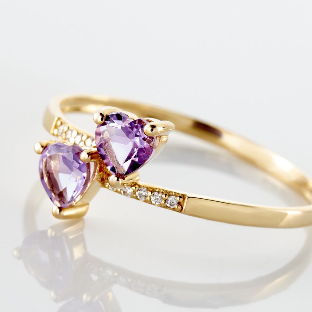 Bague Myrtie Or Jaune Amethyste Violet Oxyde De Zirconium - Bagues avec pierre Femme | Histoire d’Or