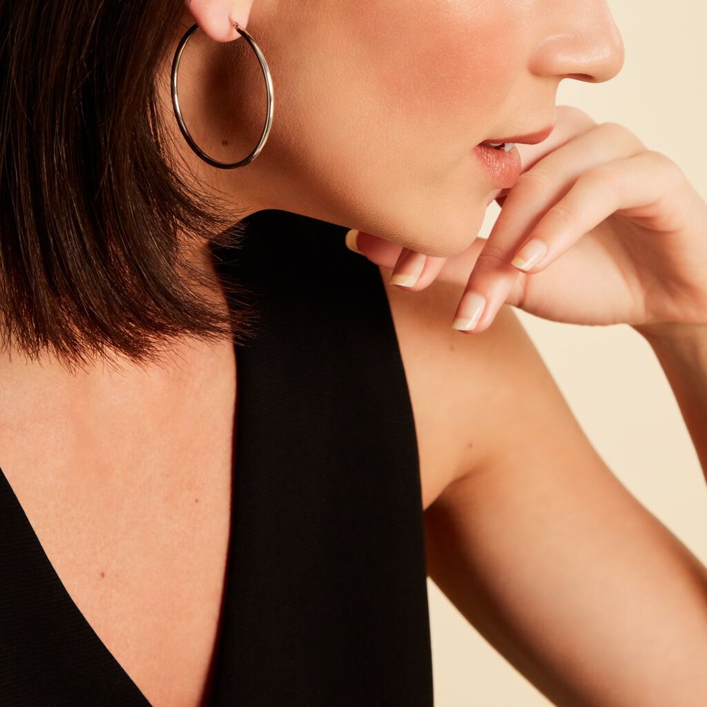 Créoles Or Blanc Rond - Boucles d'oreilles créoles Femme | Histoire d’Or