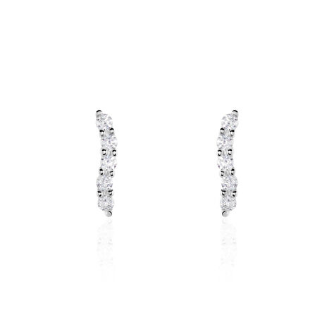 Boucles D'oreilles Puces Dahina Or Blanc Oxyde De Zirconium - Clous d'oreilles Femme | Histoire d’Or