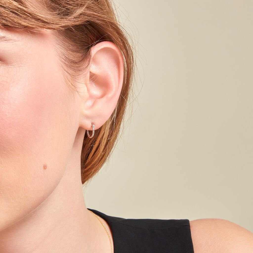 Créoles Valentine Argent Blanc - Boucles d'oreilles créoles Femme | Histoire d’Or