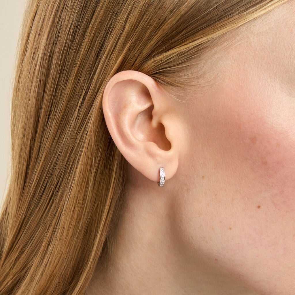 Cr&eacute;oles Alexa Argent Blanc Oxyde De Zirconium - Cr&eacute;oles fantaisie Femme | Histoire d&rsquo;Or