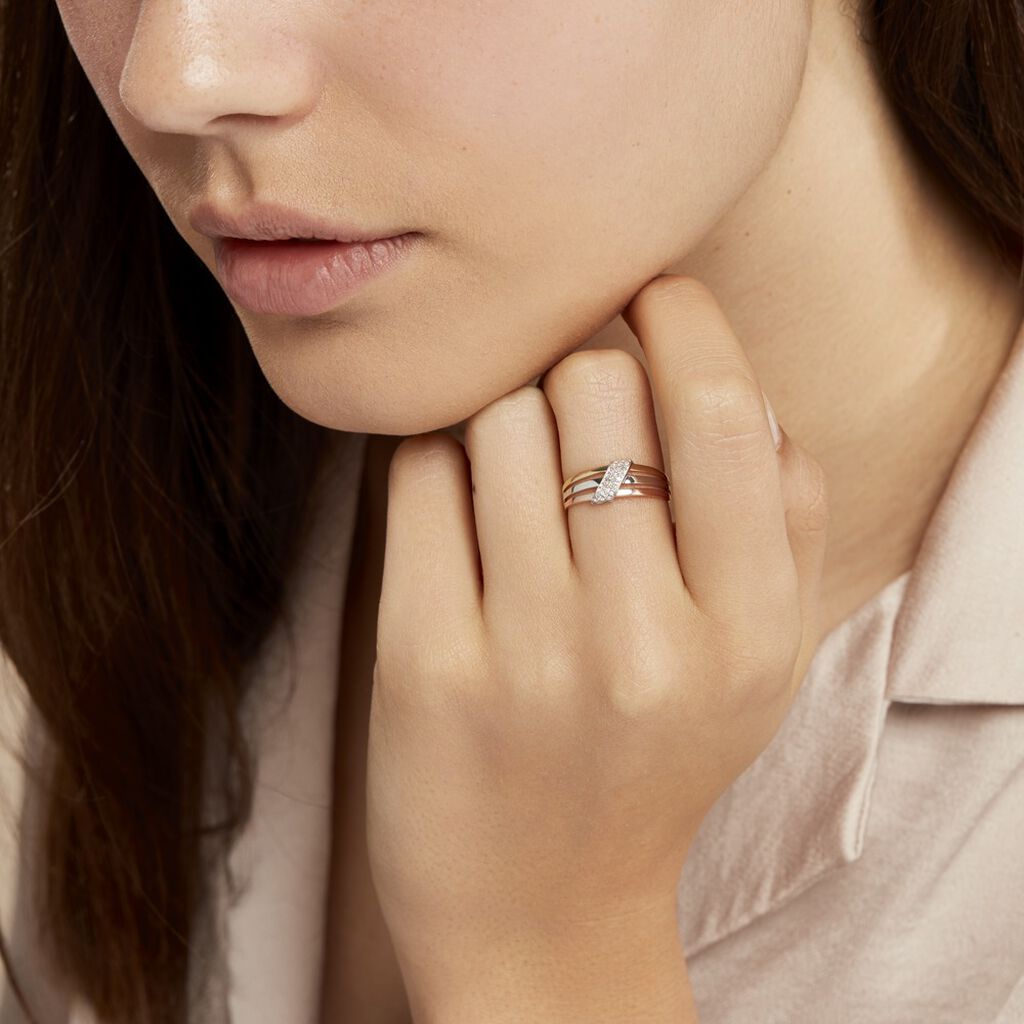Bague Aurelianne Or Tricolore Diamant - Bagues avec pierre Femme | Histoire d’Or