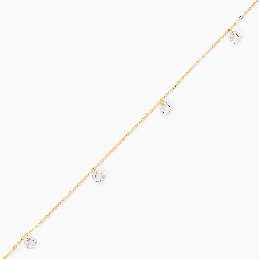 Chaine De Cheville Or Jaune Leucitica Oxydes De Zirconium - Cha&icirc;nes de cheville Femme | Histoire d&rsquo;Or