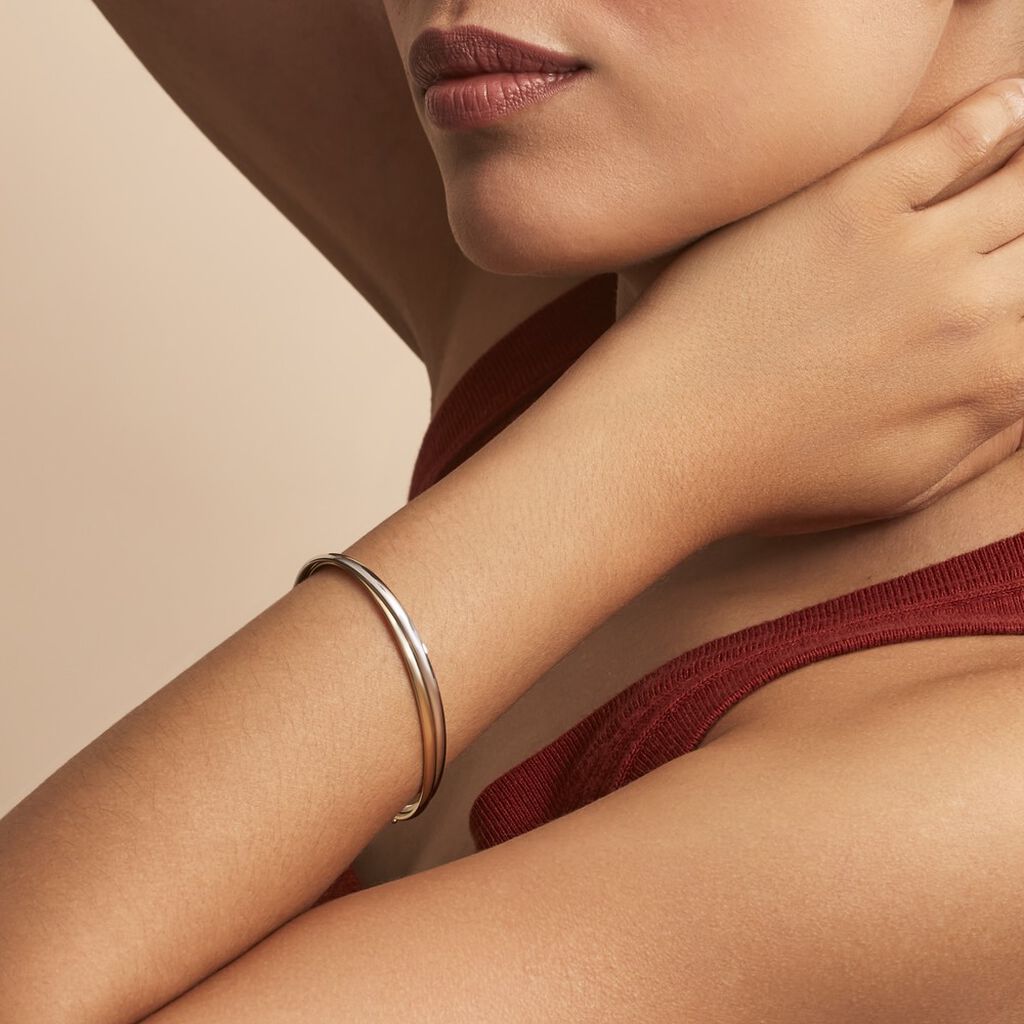 Bracelet Jonc Catalin 2 Fils Flexibles Or Bicolore - Bracelets joncs Femme | Histoire d’Or