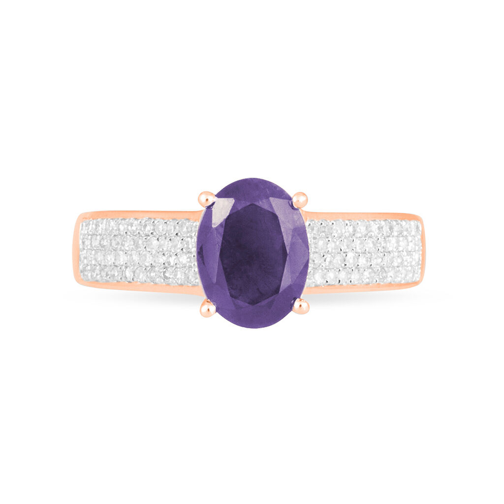 Bague Crista Or Rose Amethyste Et Diamant - Bagues solitaires Femme | Histoire d’Or