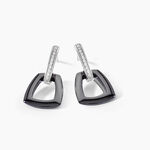 Boucles D'oreilles Pendantes Ezra Argent Blanc C&eacute;ramique Et Oxyde - Boucles d'oreilles fantaisie Femme | Histoire d&rsquo;Or