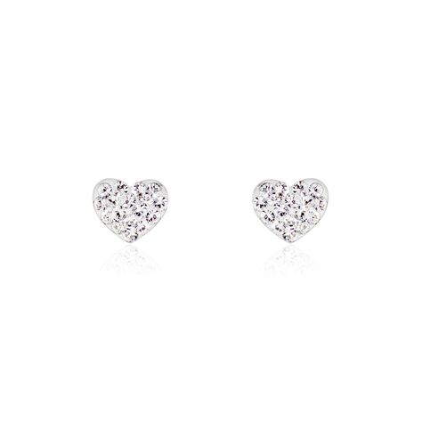 Boucles D'oreilles Puces Or Jaune Ianuaria Cristal - Boucles d'Oreilles Coeur Femme | Histoire d’Or