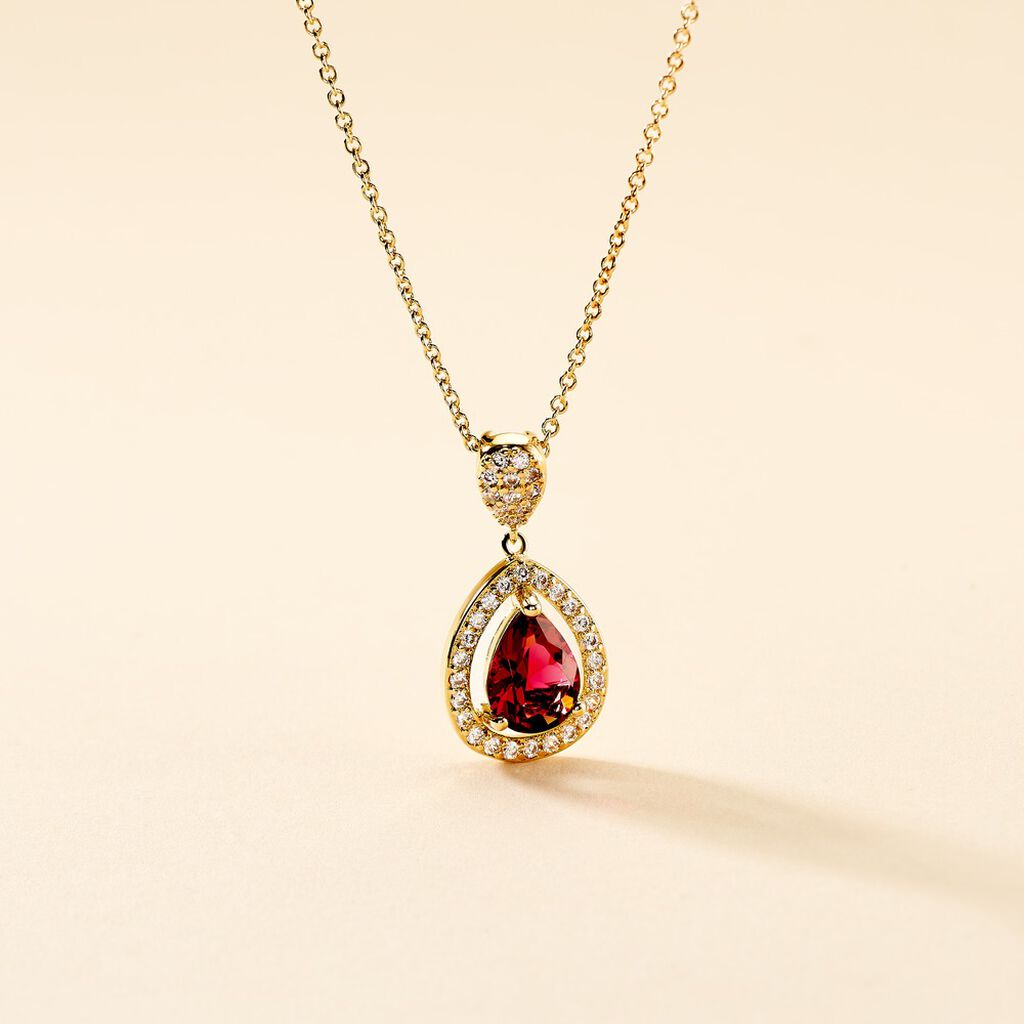 Collier Brigita Plaqué Or Pierre De Synthese Et Oxyde De Zirconium - Colliers Femme | Histoire d’Or