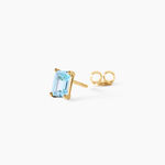 Boucles D'Oreilles Puces Emilian Argent Dor&eacute; A L'Or 750/1000 Topaze - Clous d'oreilles Femme | Histoire d&rsquo;Or