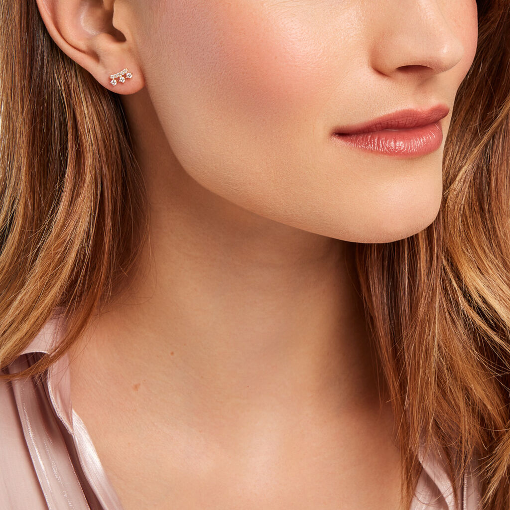 Boucles D'oreilles Puces Narelle Or Jaune Oxyde De Zirconium - Clous d'oreilles Femme | Histoire d’Or
