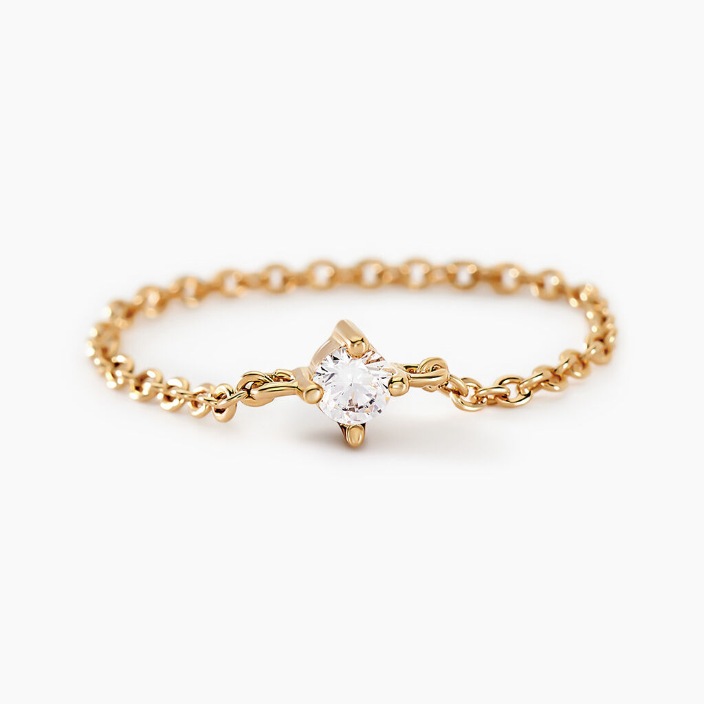 Bague Lilou Plaqu&eacute; Or Dor&eacute; Oxyde De Zirconium - Bagues solitaires Femme | Histoire d&rsquo;Or