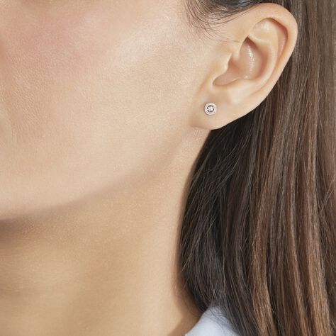Boucles D'oreilles Puces Domitia Or Blanc Diamant - Clous d'oreilles Femme | Histoire d’Or