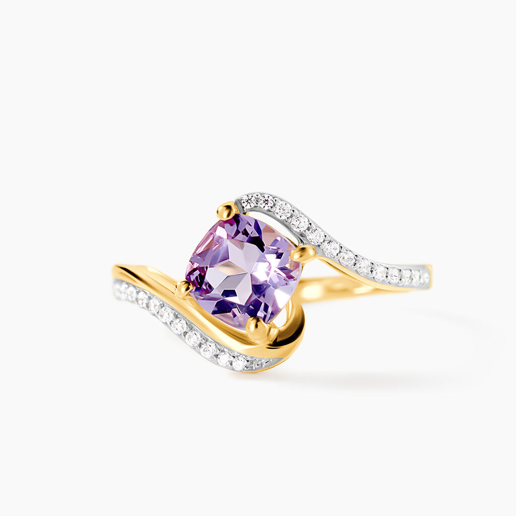 Bague Maria-serena Or Jaune Amethyste Et Oxyde De Zirconium - Bagues solitaires Femme | Histoire d&rsquo;Or
