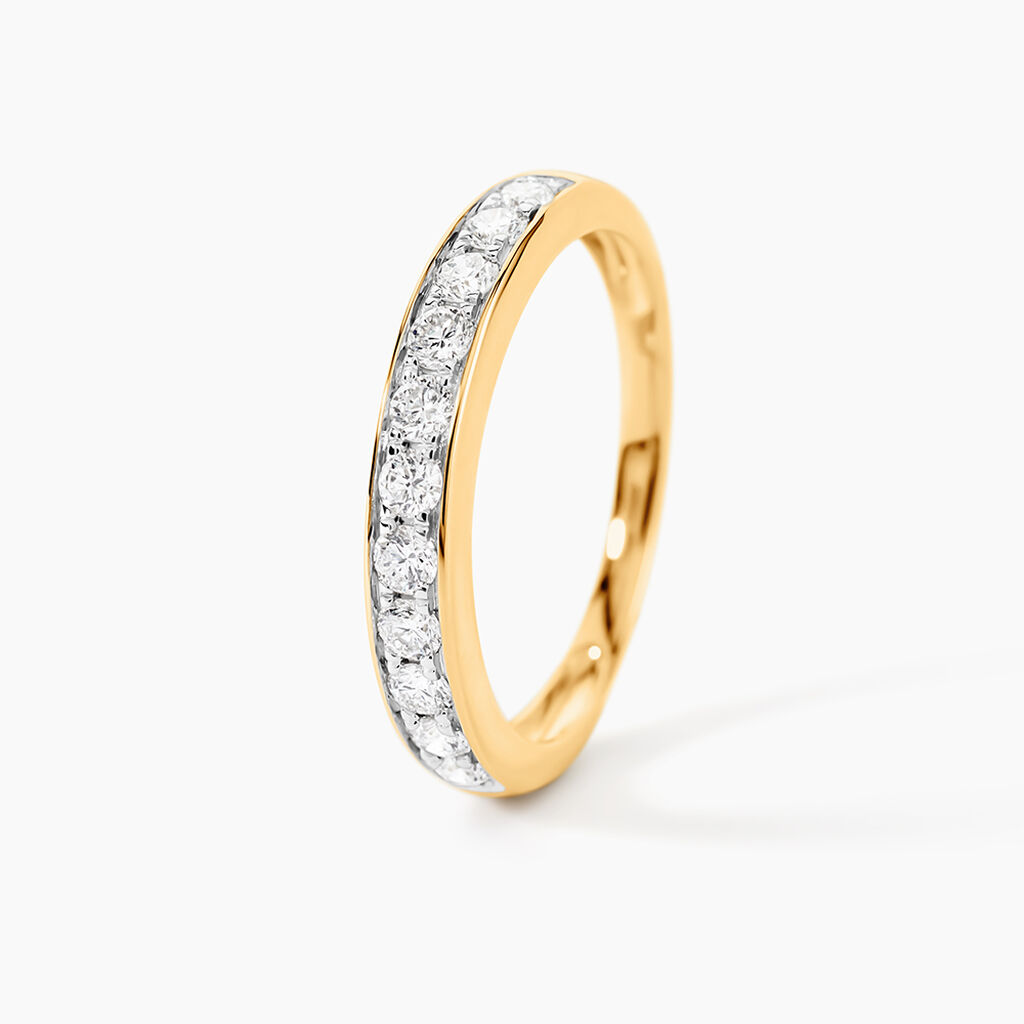 Demi-alliance Or Jaune Valentine Diamants Synthetique - Alliances Femme | Histoire d&rsquo;Or