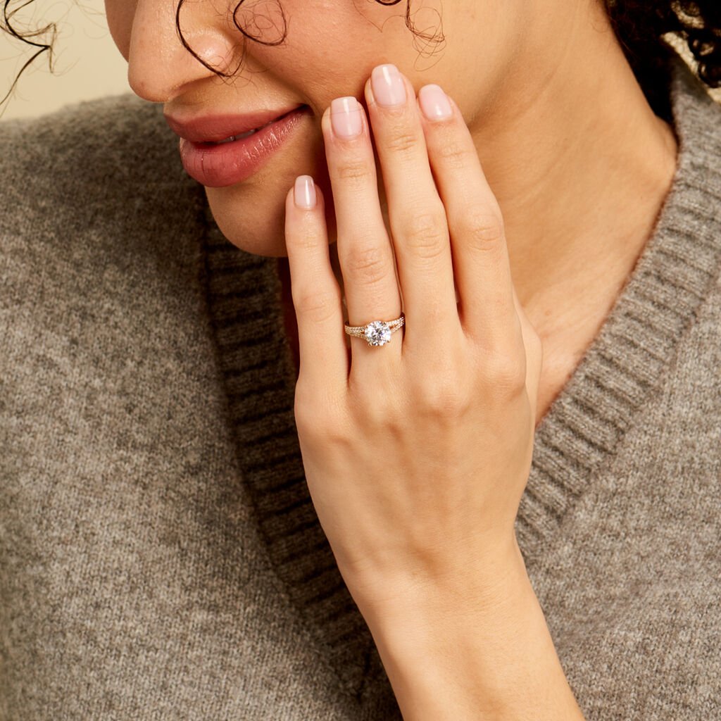 Bague Or Jaune Carolina Oxyde De Zirconium - Bagues solitaires Femme | Histoire d’Or