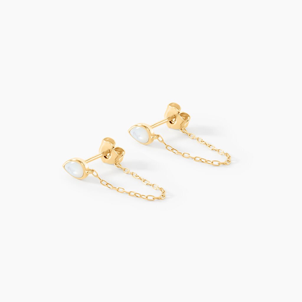 Boucles D'Oreilles Pendantes Ondée Or Jaune Nacre - Boucles d'oreilles pendantes Femme | Histoire d’Or