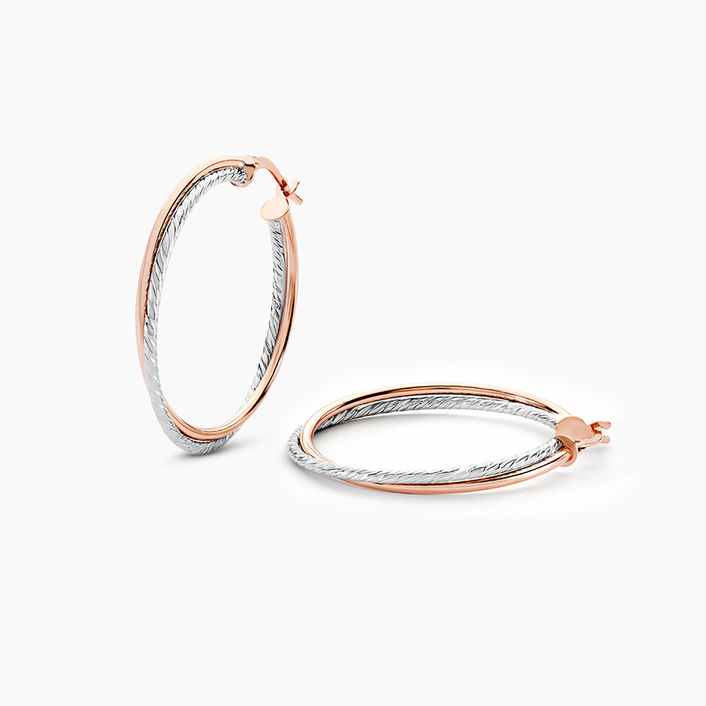 Créoles Maelia Or Bicolore - Boucles d'oreilles créoles Femme | Histoire d’Or