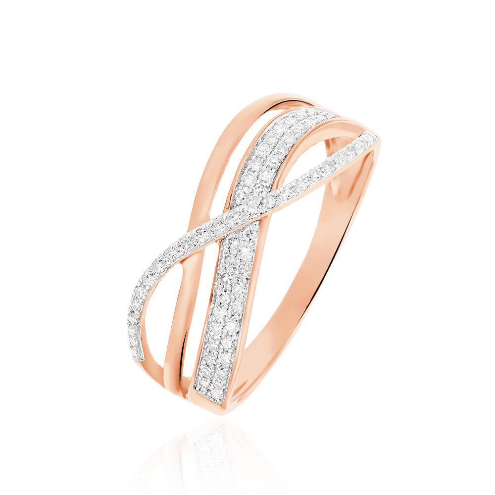 Bagues avec pierre Or Diamant Ronde Pavage Rose 375 1000