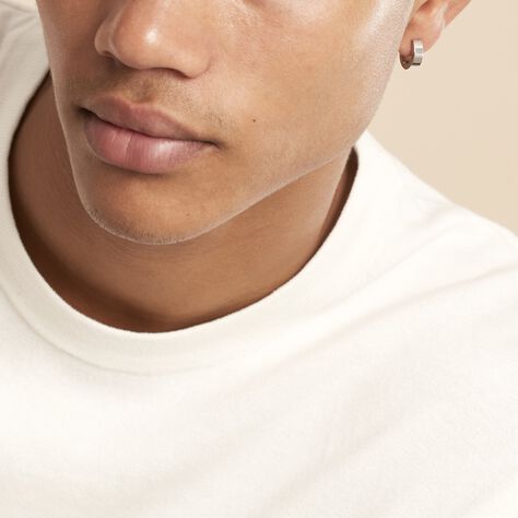 Créole Unitaire Helgo Acier Blanc - Boucles d'oreilles créoles Homme | Histoire d’Or