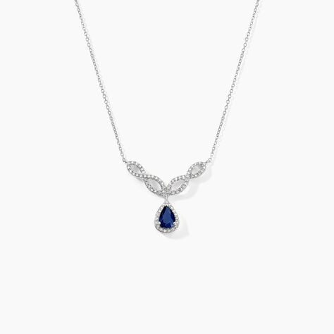 Collier Sissi Or Blanc Saphir Diamant - Colliers Femme | Histoire d’Or