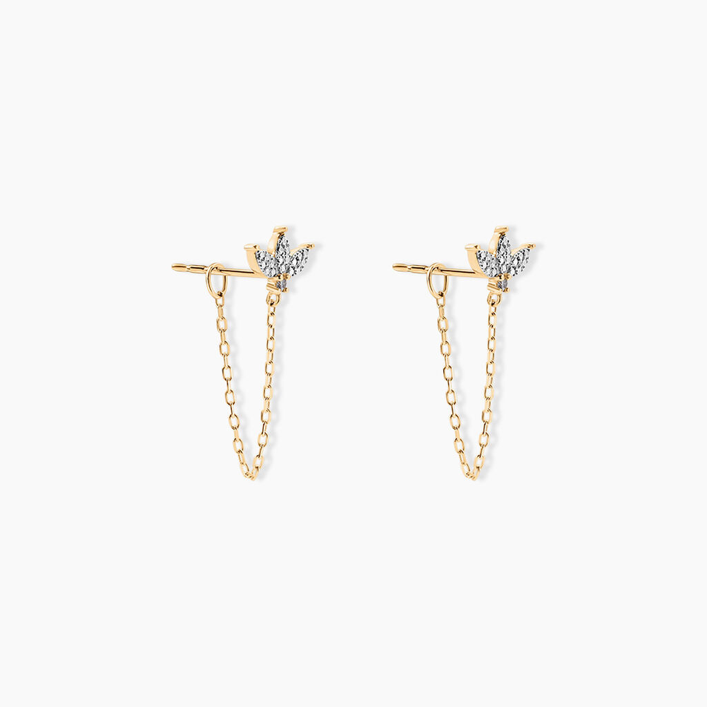 Boucles D'oreilles Pendantes Gianpaolo Or Jaune Diamant - Boucles d'oreilles pendantes Femme | Histoire d’Or