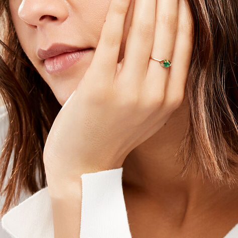 Bague Emotion Or Jaune Emeraude Diamant - Bagues avec pierre Femme | Histoire d’Or