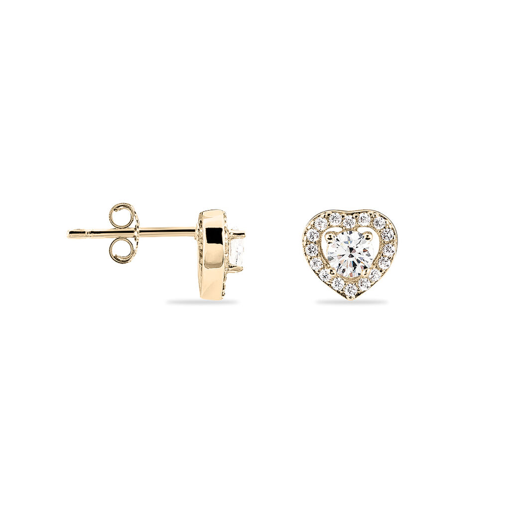 Boucles D'oreilles Puces Alais Plaqué Or Jaune Oxyde De Zirconium - Boucles d'oreilles fantaisie Femme | Histoire d’Or