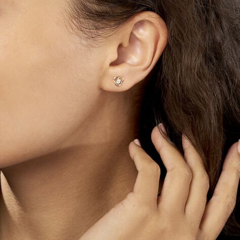 Boucles D'oreilles Puces Eleanor Fleur Or Jaune Oxyde De Zirconium - Clous d'oreilles Femme | Histoire d’Or