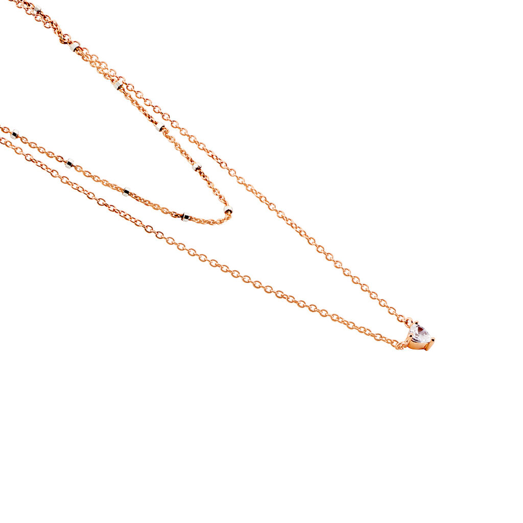 Collier Serres Argent Rose Oxyde De Zirconium - Colliers doubles et triples chaînes Femme | Histoire d’Or