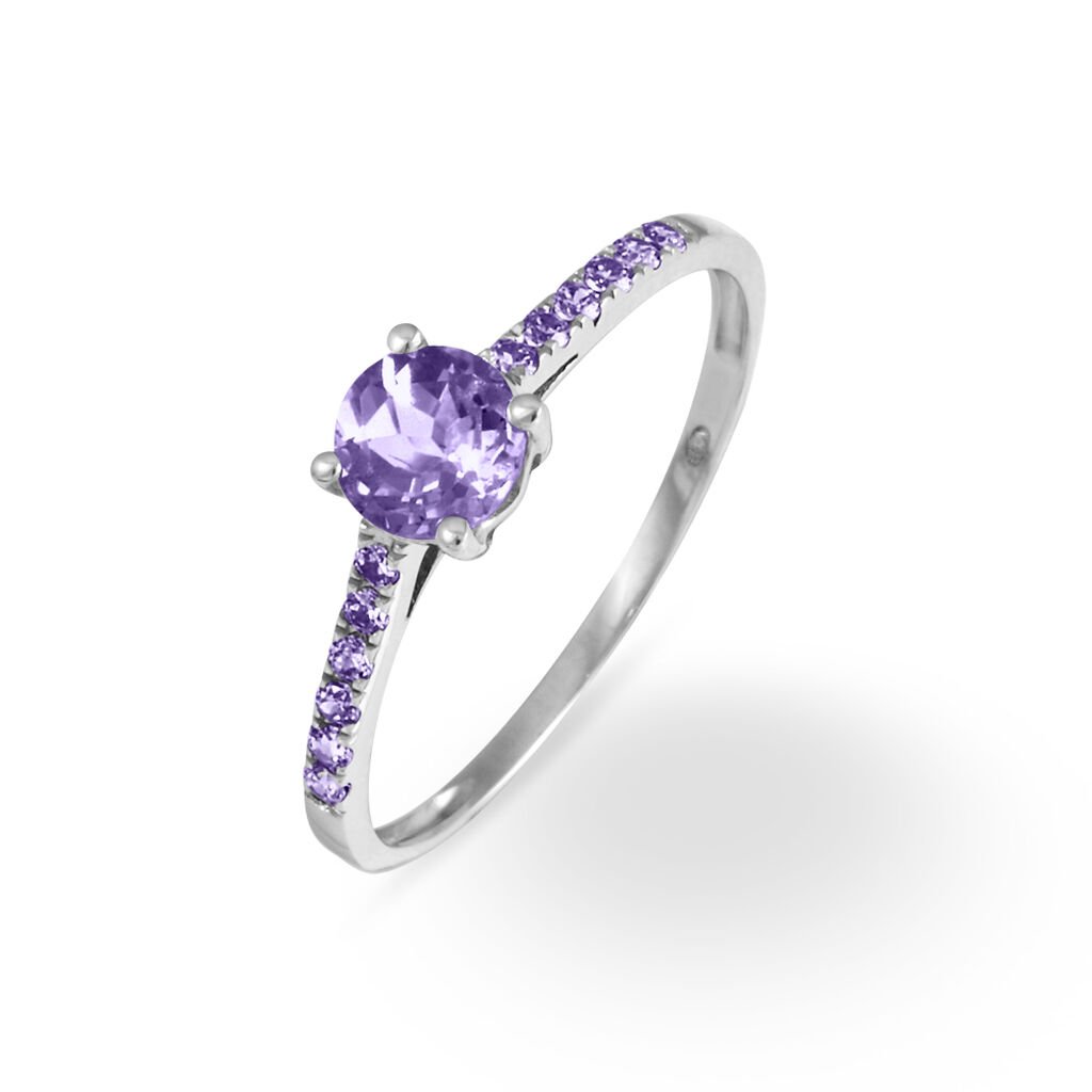 Bague Manon Or Blanc Amethyste - Bagues solitaires Femme | Histoire d&rsquo;Or