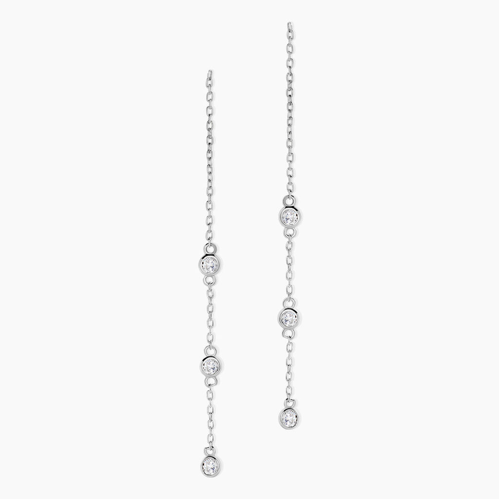 Boucles D'oreilles Pendantes Themis Argent Blanc Oxyde De Zirconium - Boucles d'oreilles fantaisie Femme | Histoire d&rsquo;Or