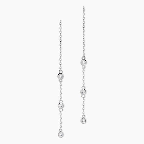 Boucles D'oreilles Pendantes Themis Argent Blanc Oxyde De Zirconium - Boucles d'oreilles fantaisie Femme | Histoire d&rsquo;Or