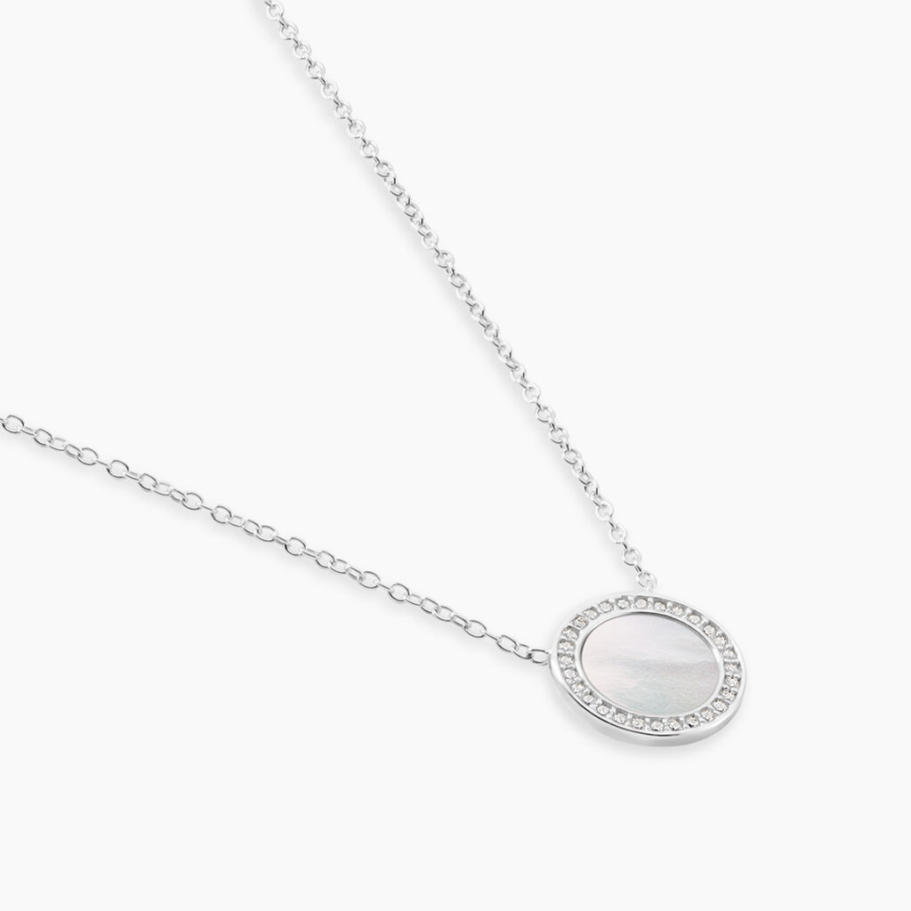 Collier Nawala Argent Blanc Oxyde De Zirconium Et Nacre - Colliers fantaisie Femme | Histoire d&rsquo;Or