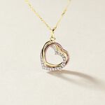 Pendentif Coeur Penche Double Or Tricolore Oxyde De Zirconium - Pendentifs Femme | Histoire d&rsquo;Or