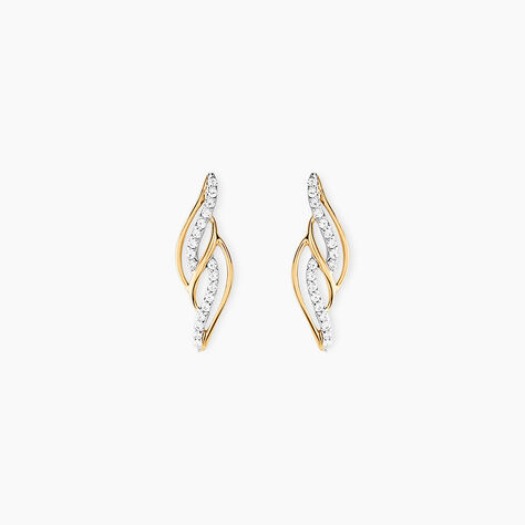 Boucles D'oreilles Puces Demelza Or Jaune Oxyde De Zirconium - Clous d'oreilles Femme | Histoire d&rsquo;Or
