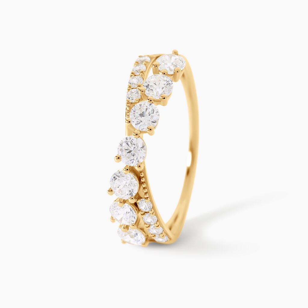 Bague Dorean Argent Dor&eacute; A L'Or 750/1000 Oxyde De Zirconium - Bagues avec pierre Femme | Histoire d&rsquo;Or