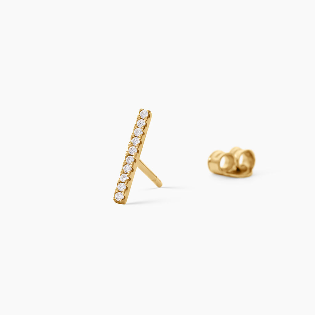 Boucles D'Oreilles Puces Priscilla Argent Dor&eacute; A L'Or 750/1000 Oxyde De Zirconium - Boucles d'oreilles fantaisie Femme | Histoire d&rsquo;Or