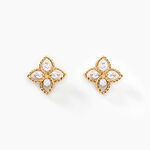 Boucles D'oreilles Puces Fionae Or Jaune Oxyde De Zirconium - Clous d'oreilles Femme | Histoire d&rsquo;Or