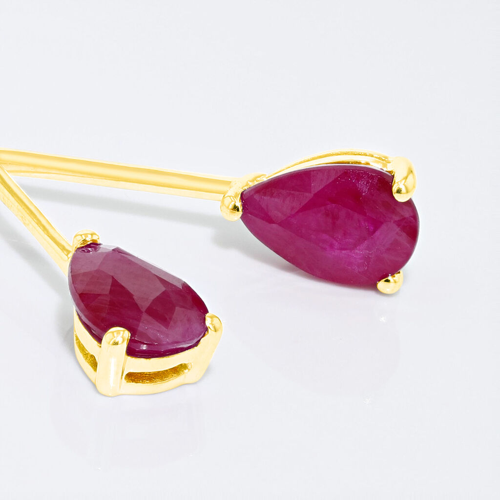 Boucles D'oreilles Pendantes Goutte Or Jaune Rubis - Boucles d'oreilles pendantes Femme | Histoire d’Or