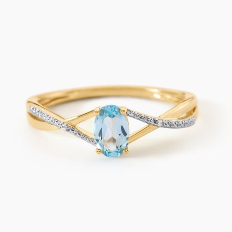 Bague Hemma Argent Dor&eacute; A L'Or 750/1000 Topaze Oxyde De Zirconium - Bagues solitaires Femme | Histoire d&rsquo;Or