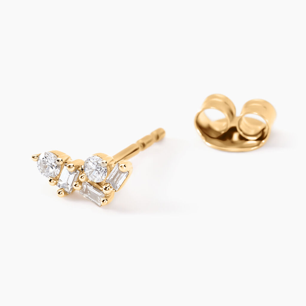Boucles D'oreilles Puces Gemariah Or Jaune Diamant Synthétique - Clous d'oreilles Femme | Histoire d’Or