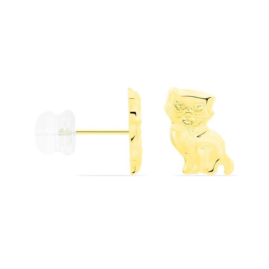 Boucles D'oreilles Puces Florenta Chat Or Jaune - Clous d'oreilles Enfant | Histoire d’Or