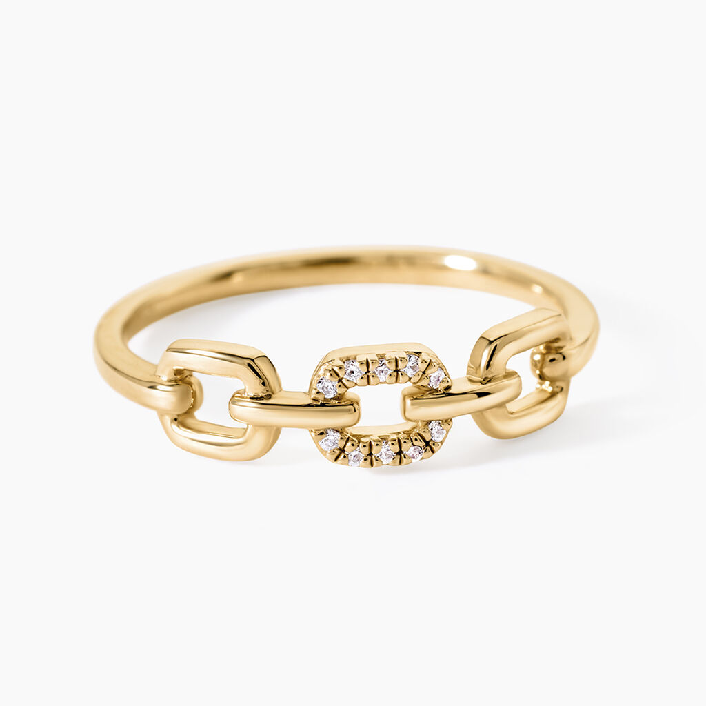 Bague Ricarda Argent Dor&eacute; A L'Or 750/1000 Oxyde De Zirconium - Bagues avec pierre Femme | Histoire d&rsquo;Or