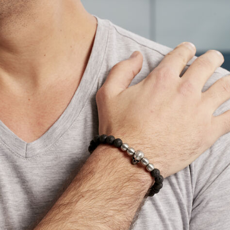 Bracelet Leto Acier Blanc Pierre De Lave - Bracelets fantaisie Homme | Histoire d’Or